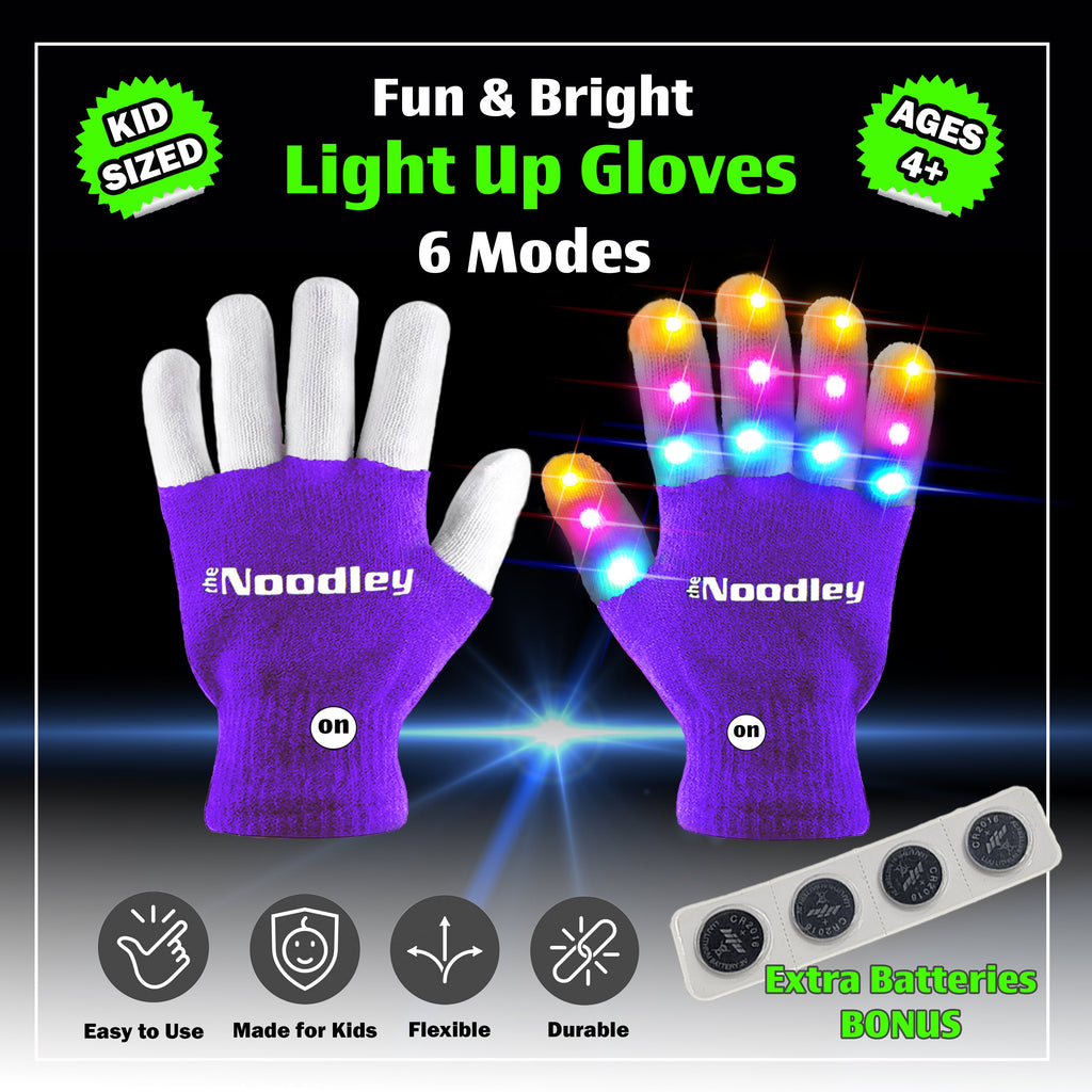 Purple LED Gloves, Light Up Shoe laces and Lighted Beanie Pom Hat Gift Set for Boys and Girls Kids Toys