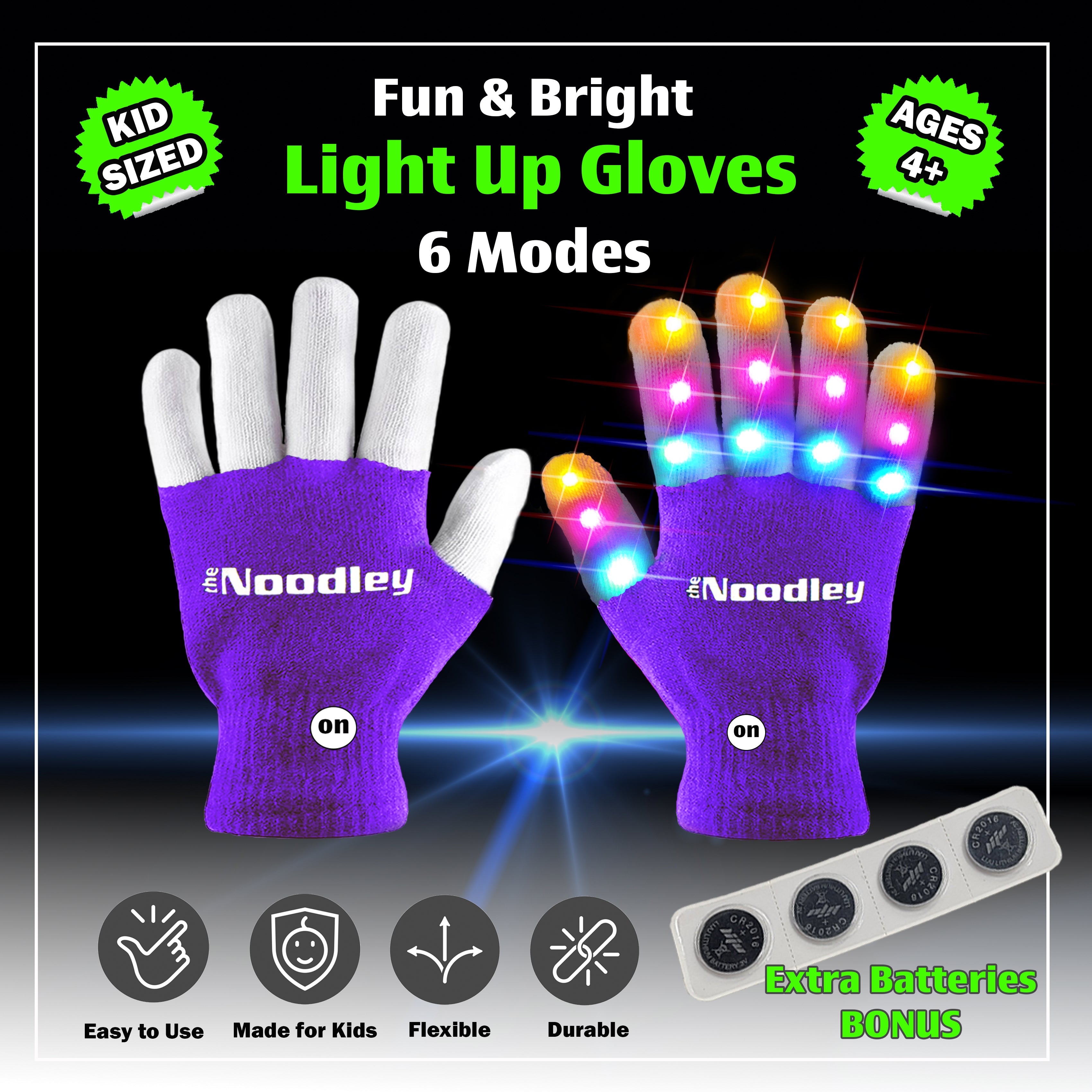 Purple LED Gloves, Light Up Shoe laces and Lighted Beanie Pom Hat Gift Set for Boys and Girls Kids Toys