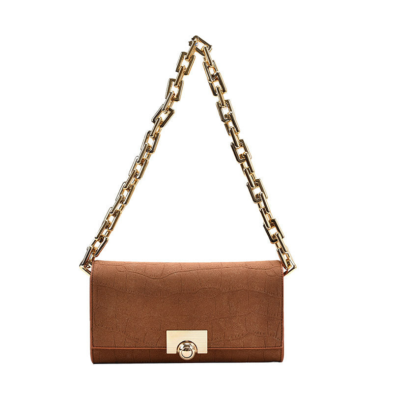 The Chain Reaction - Retro Underarm Bag with Gold-Tone Chain Strap