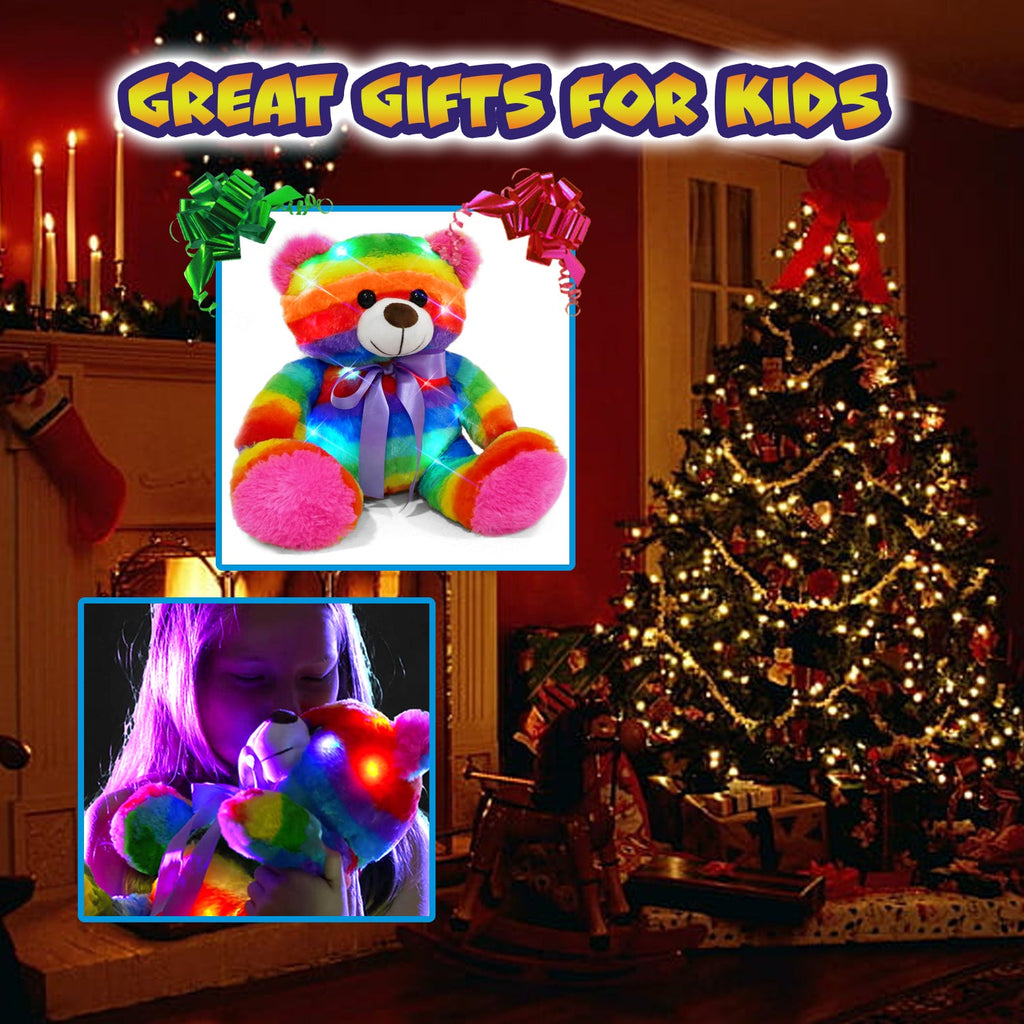 Rainbow Lites Teddy Bear Glow Plush LED Night Light Up Stuffed Animal (16 inch)