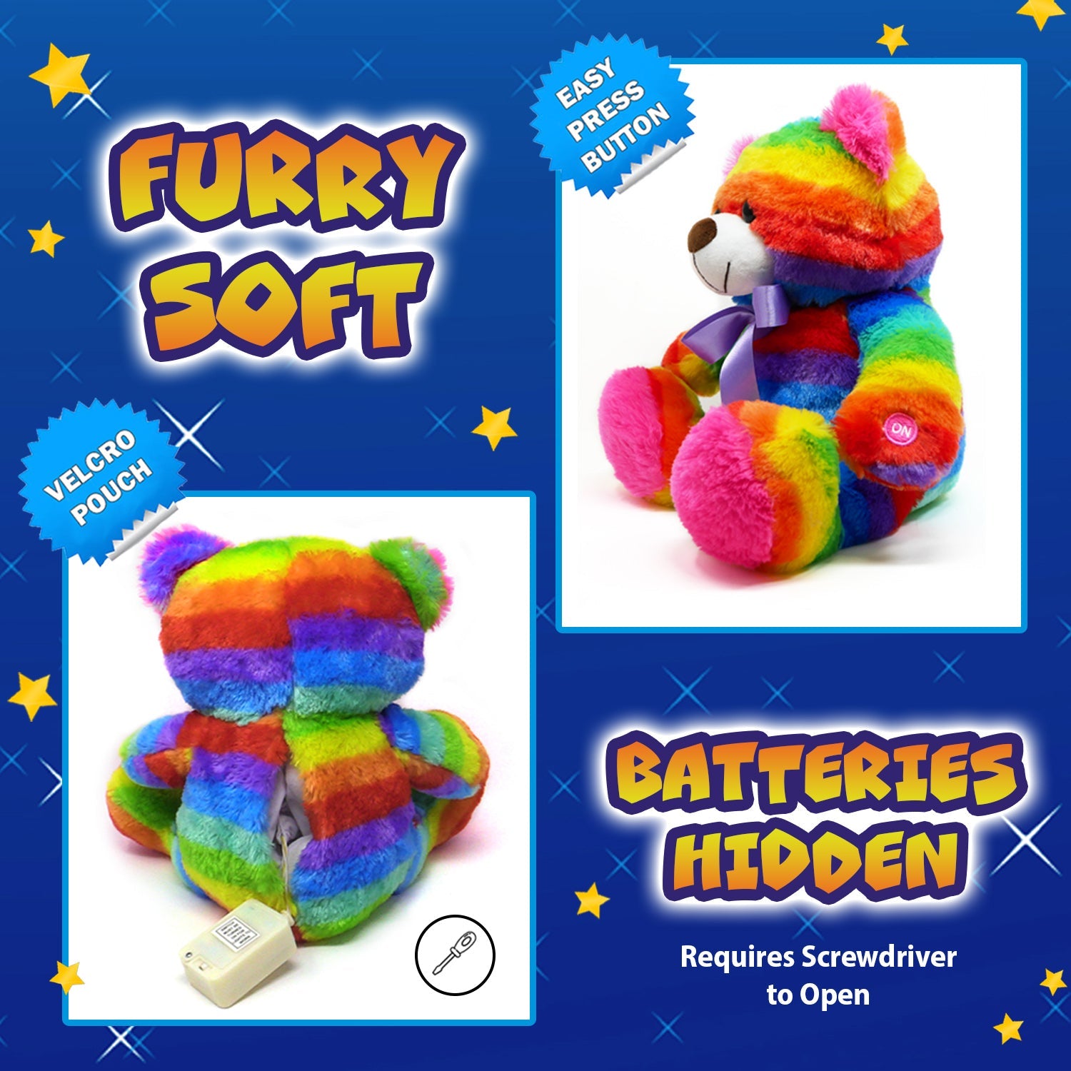 Rainbow Lites Teddy Bear Glow Plush LED Night Light Up Stuffed Animal (16 inch, Batteries Included)