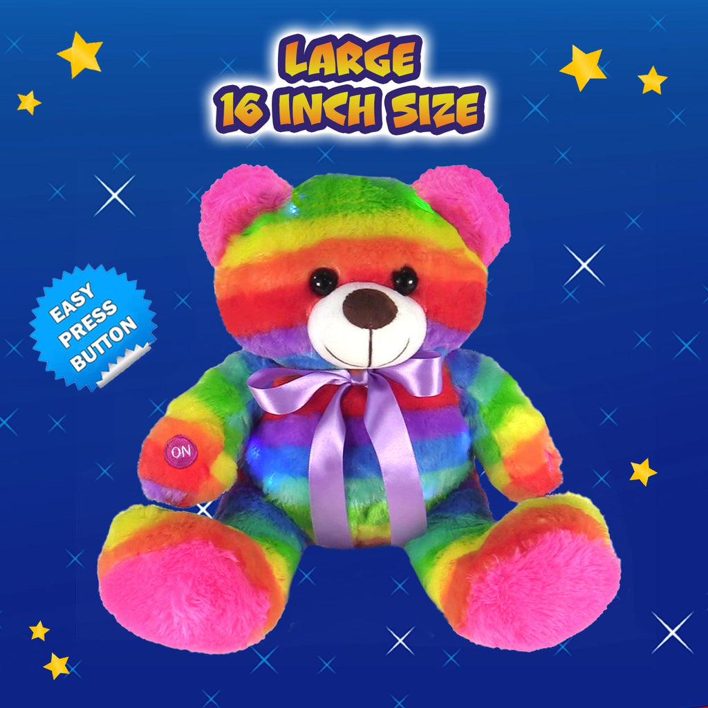 Rainbow Lites Teddy Bear Glow Plush LED Night Light Up Stuffed Animal (16 inch, Batteries Included)