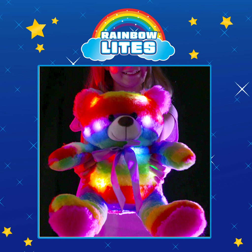 Rainbow Lites Teddy Bear Glow Plush LED Night Light Up Stuffed Animal (16 inch, Batteries Included)