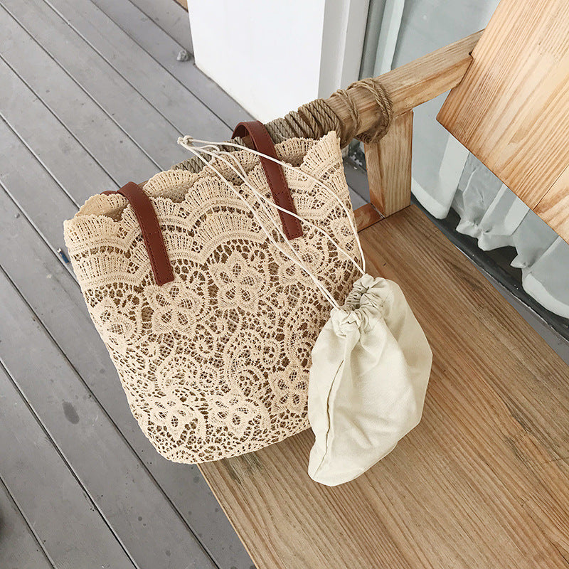 Bucket Shoulder Bag for Women | Lace Summer Korean Lace Elegant Women Tote & Shopping Female Bags (Lady Handbag & Female Beach Bag)