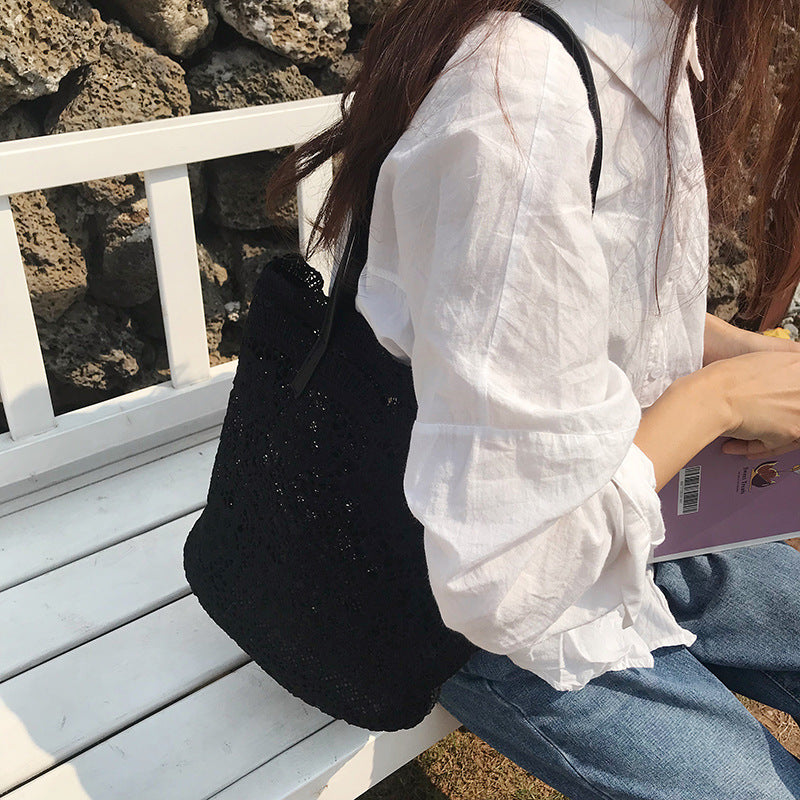 Bucket Shoulder Bag for Women | Lace Summer Korean Lace Elegant Women Tote & Shopping Female Bags (Lady Handbag & Female Beach Bag)