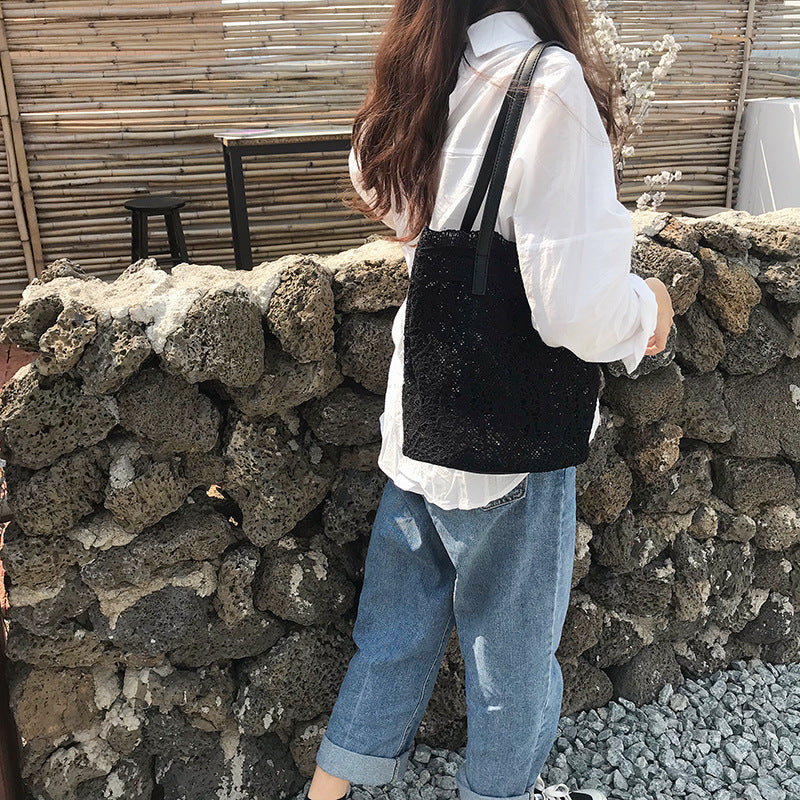 Bucket Shoulder Bag for Women | Lace Summer Korean Lace Elegant Women Tote & Shopping Female Bags (Lady Handbag & Female Beach Bag)
