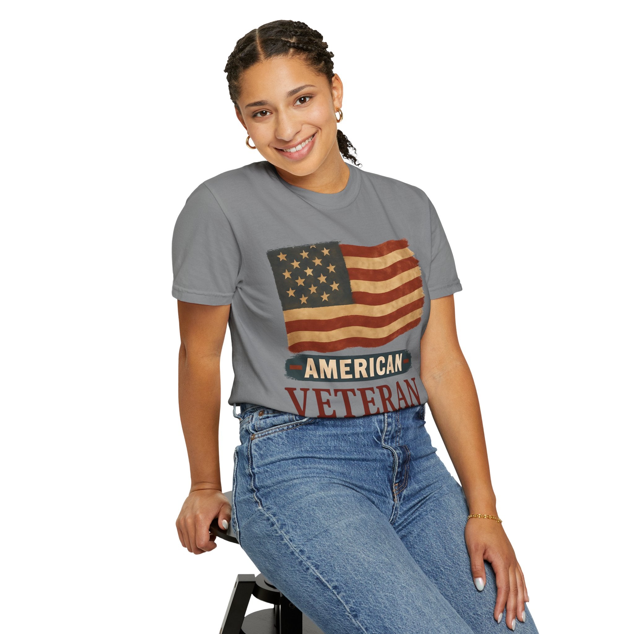 American Veteran Unisex Garment-Dyed T-shirt, Patriotic Tee, Military Appreciation, Veterans Day Gift, Casual Wear, Comfortable Style