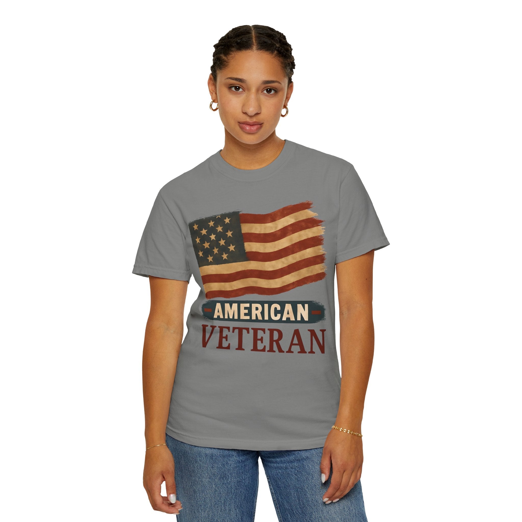 American Veteran Unisex Garment-Dyed T-shirt, Patriotic Tee, Military Appreciation, Veterans Day Gift, Casual Wear, Comfortable Style