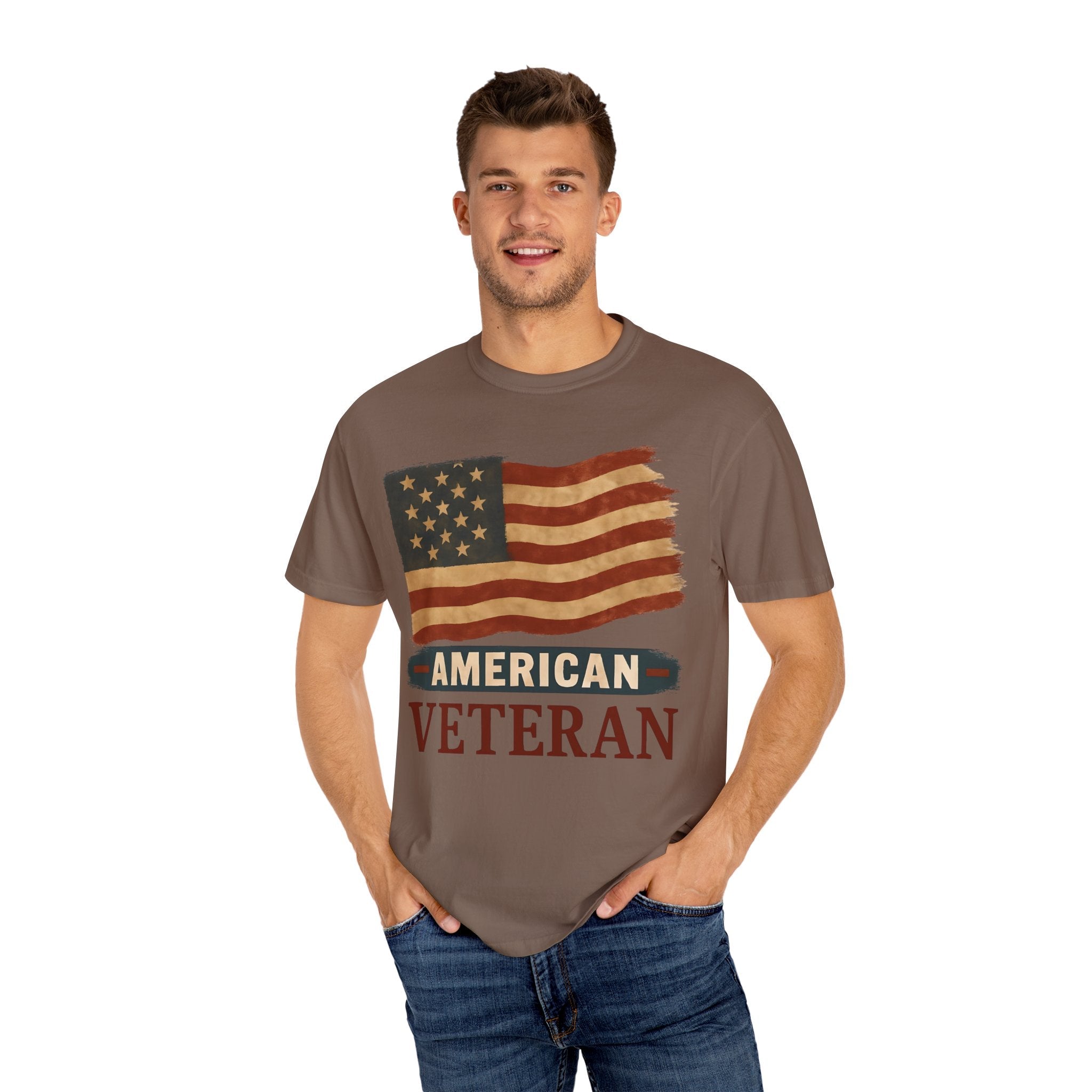 American Veteran Unisex Garment-Dyed T-shirt, Patriotic Tee, Military Appreciation, Veterans Day Gift, Casual Wear, Comfortable Style