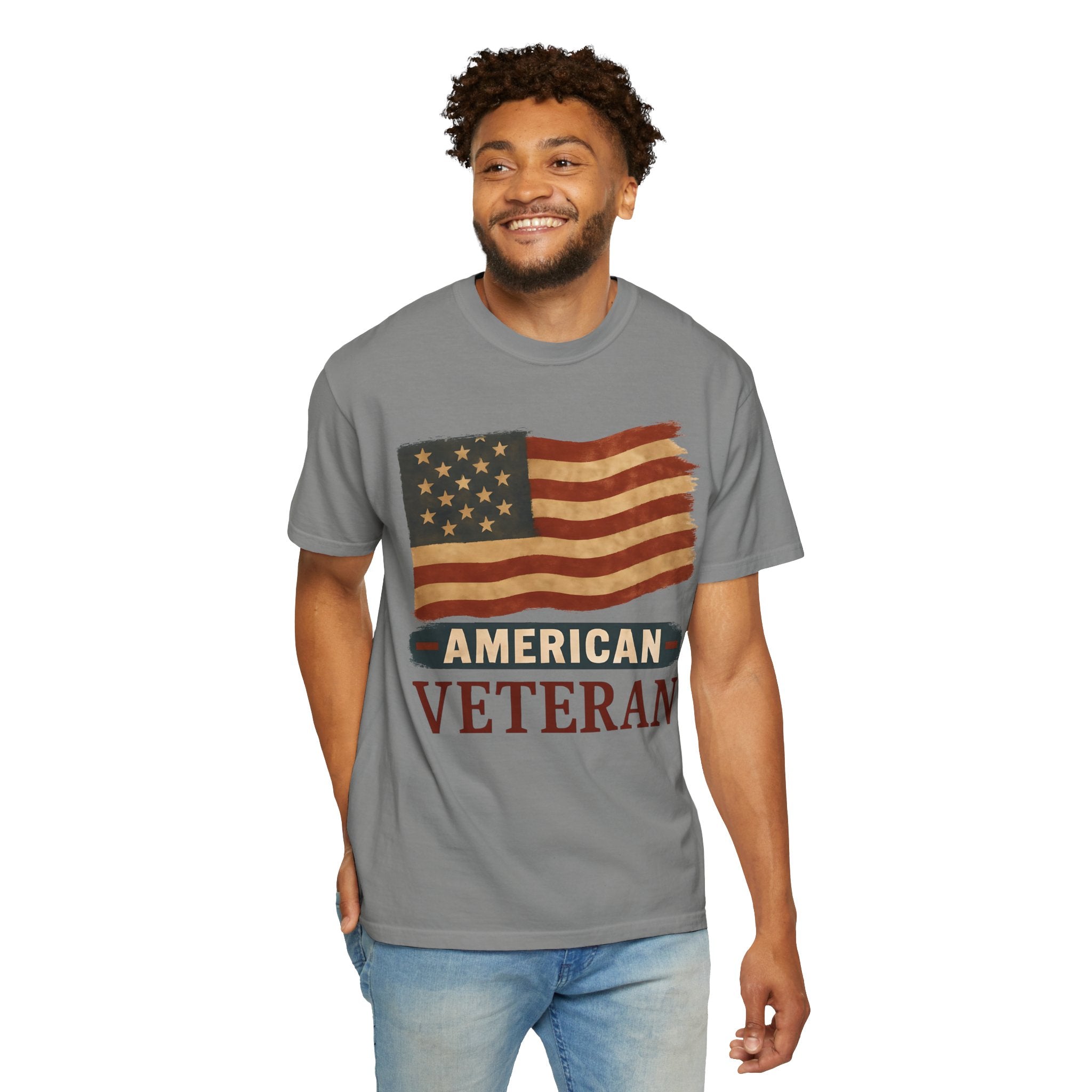 American Veteran Unisex Garment-Dyed T-shirt, Patriotic Tee, Military Appreciation, Veterans Day Gift, Casual Wear, Comfortable Style