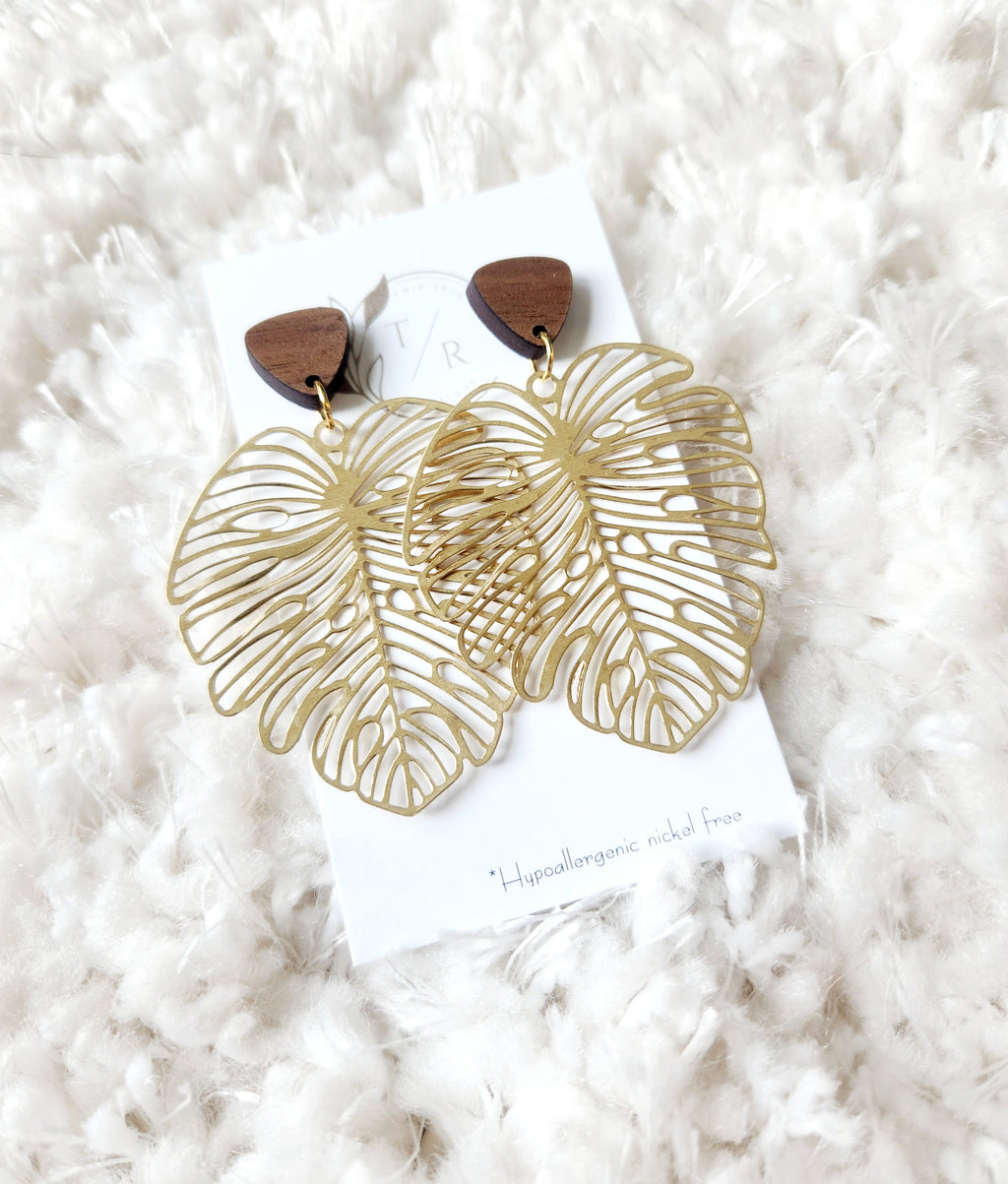 Monstera earring