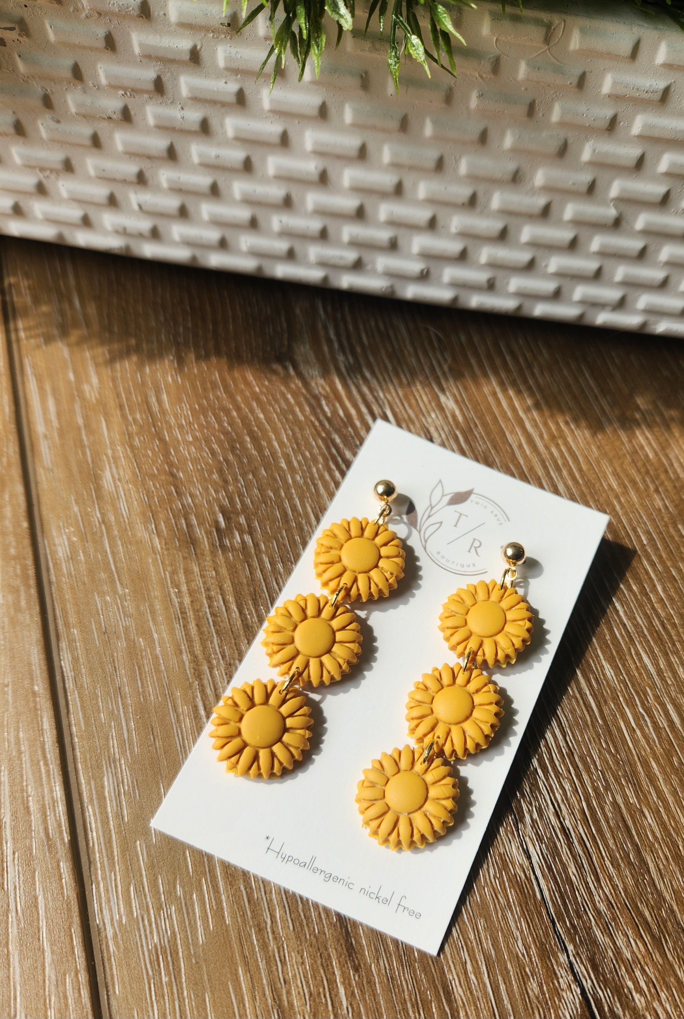 Triple flower clay dangles