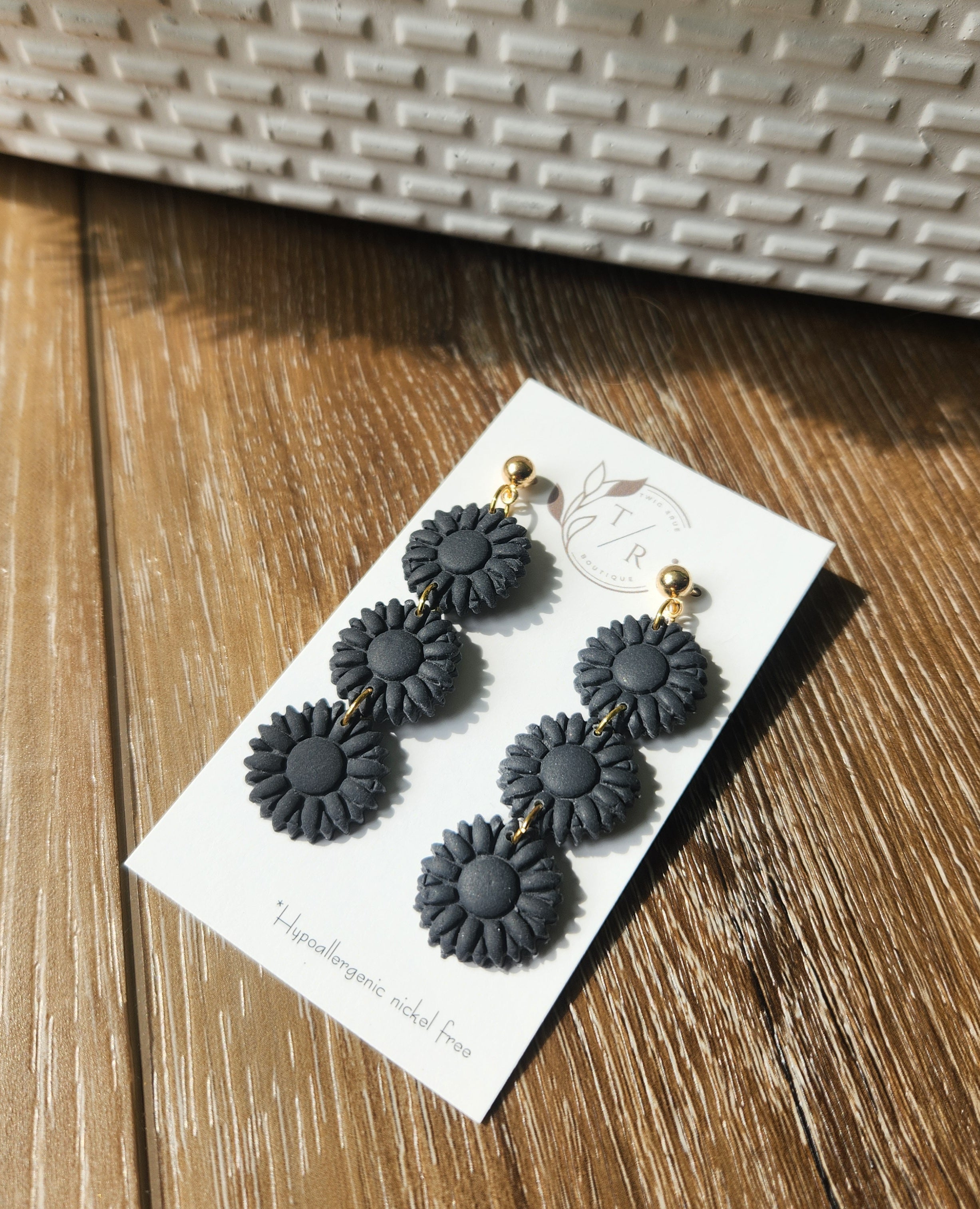 Triple flower clay dangles