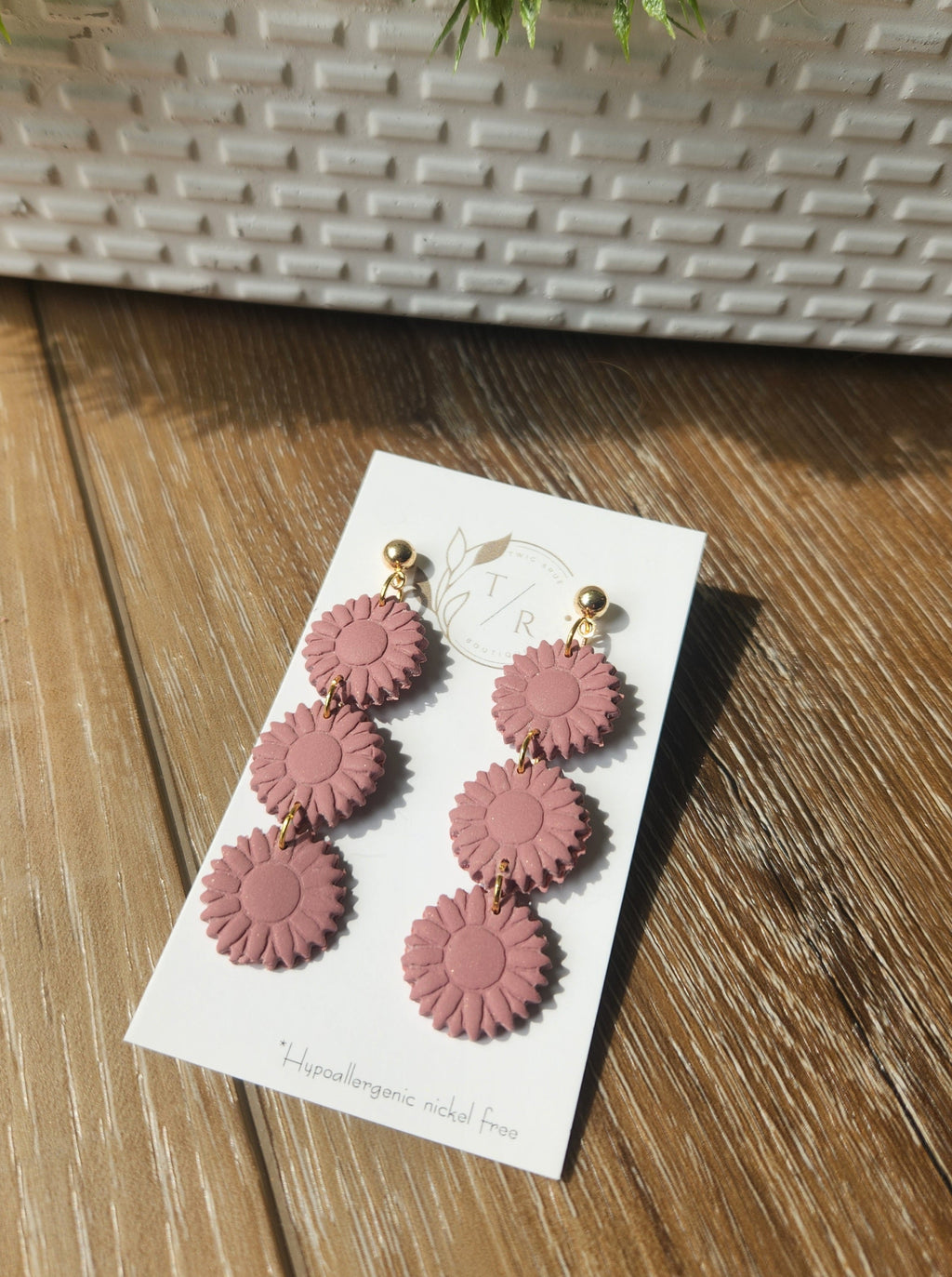 Triple flower clay dangles