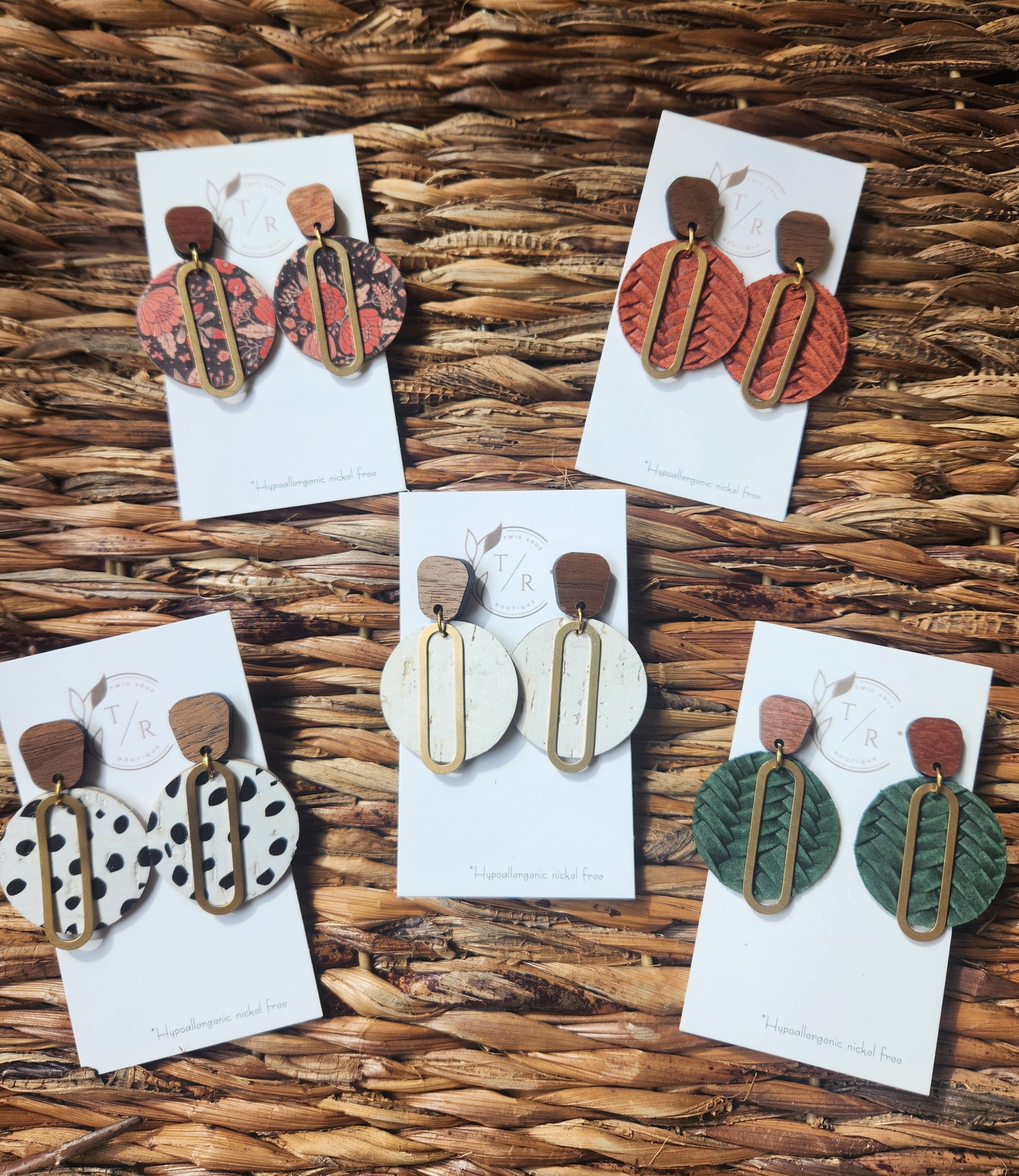 Kate| Genuine leather and wood drops