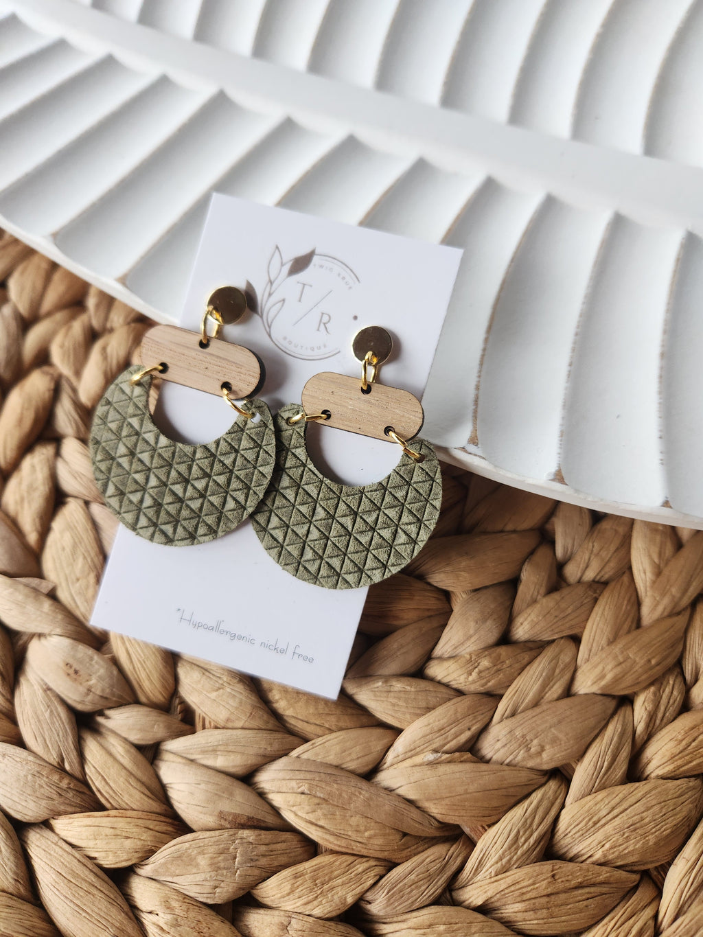 Billie|statement leather and wood dangle