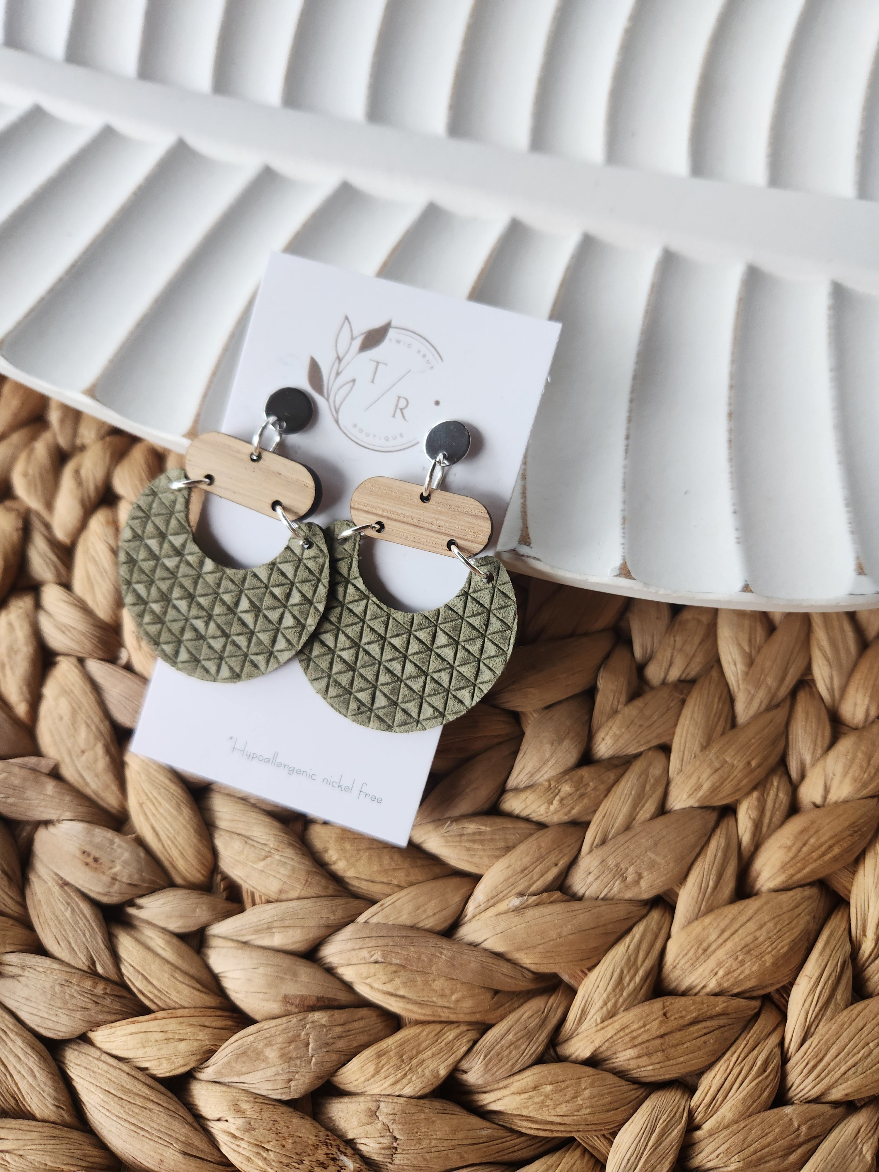 Billie|statement leather and wood dangle