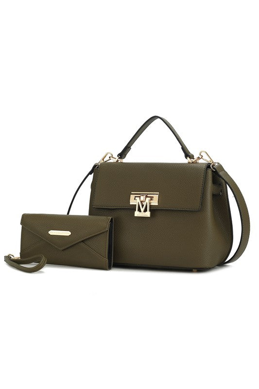 “Hadley” Satchel Bag with Wristlet