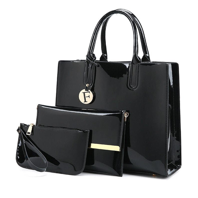 The Polished Pro - Patent Leather Tote for Work & Play