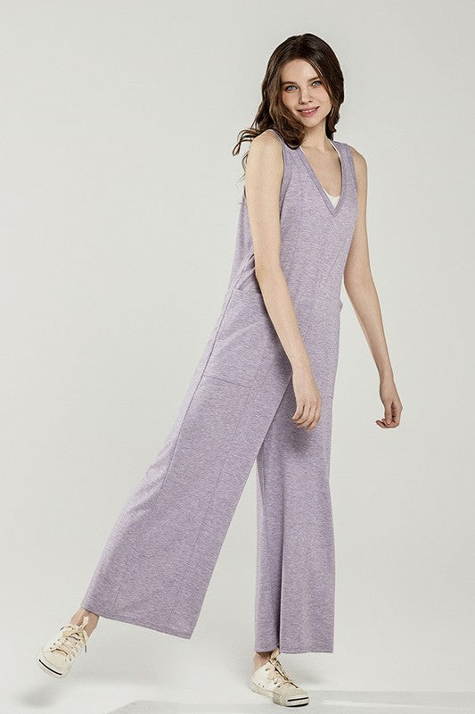 Plus Oversized Patched Pocket V-Neck Jumpsuit