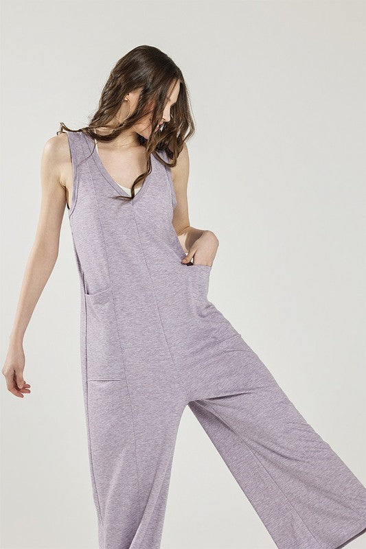 Plus Oversized Patched Pocket V-Neck Jumpsuit