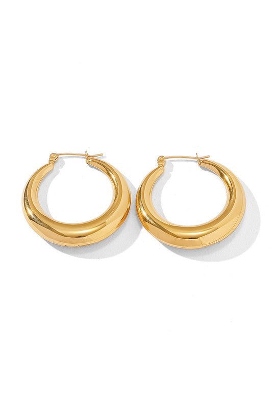 18K STAINLESS STEEL MOD HOOP EARRINGS