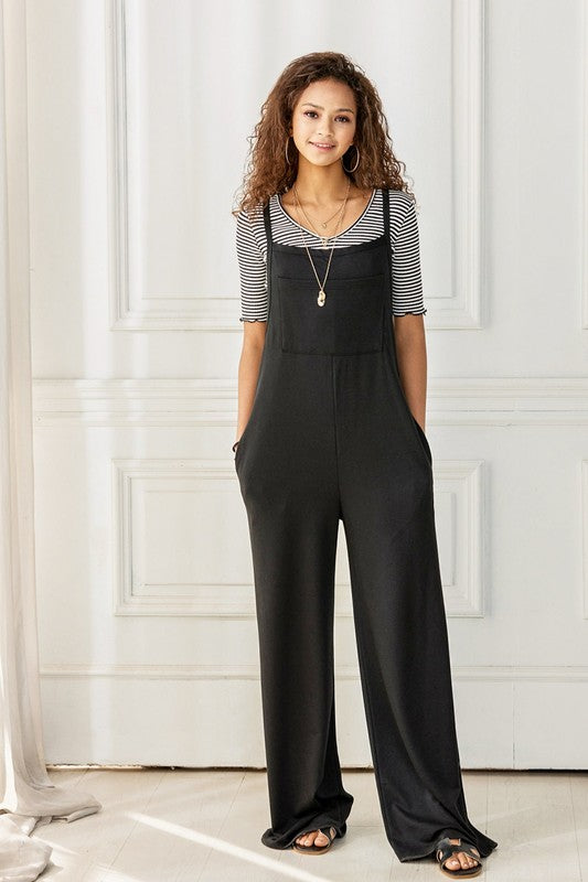 Plus Boho Terry Wide Leg Jumpsuits with Pocket