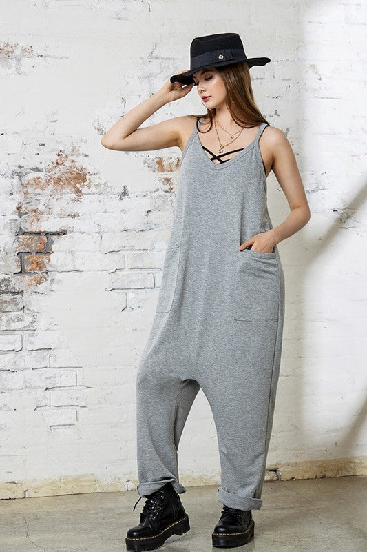 Drop Crotch Tank Style Harem Jumpsuit