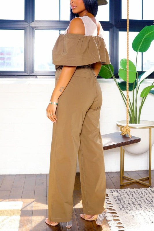 Dual Essence Off-Shoulder Utility Jumpsuit