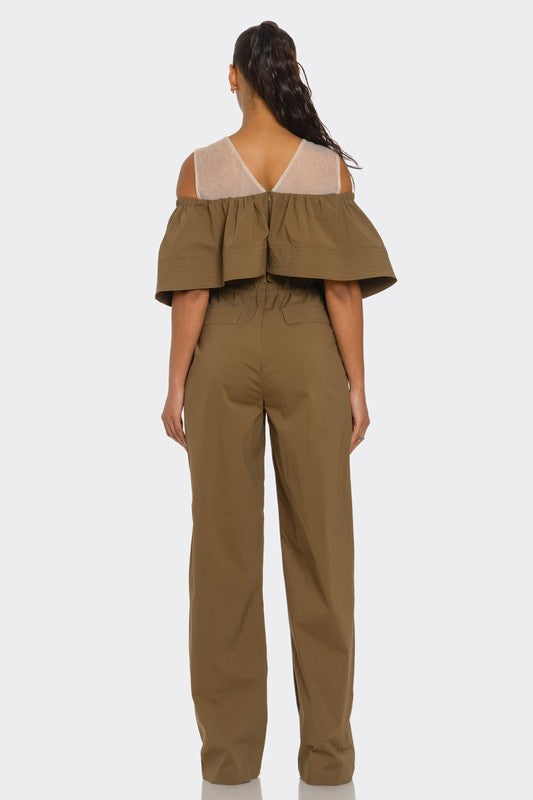 Dual Essence Off-Shoulder Utility Jumpsuit