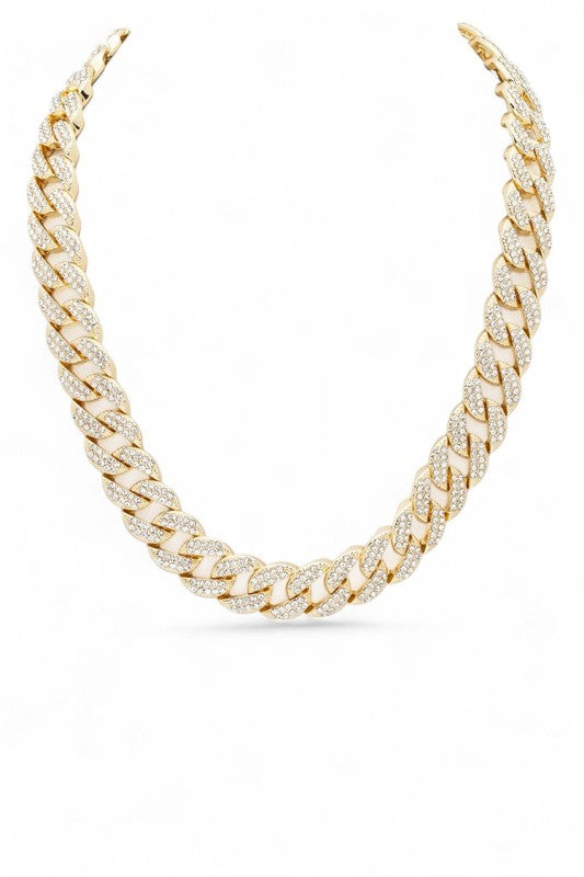 Crystal Statement Cuban Chain Necklace