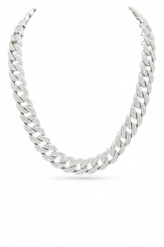 Crystal Statement Cuban Chain Necklace