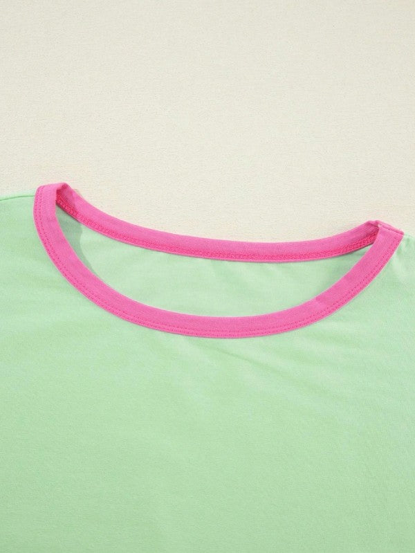 Boho Cotton 90's Color Block Sleeve Loose Fit Top