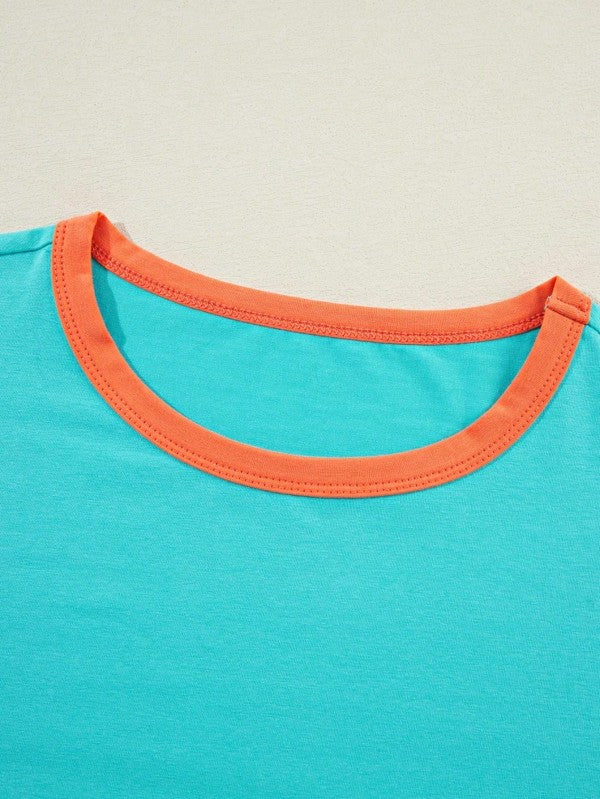 Boho Cotton 90's Color Block Sleeve Loose Fit Top