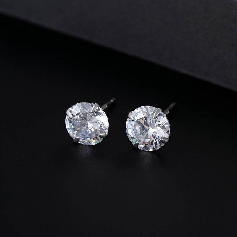 S999 Dazzling Minimalist CZ Stud Earrings, 2-8MM Cubic Zirconia Hypoallergenic Pure Sterling Silver Tiny Earrings for Sensitive Ears Daily
