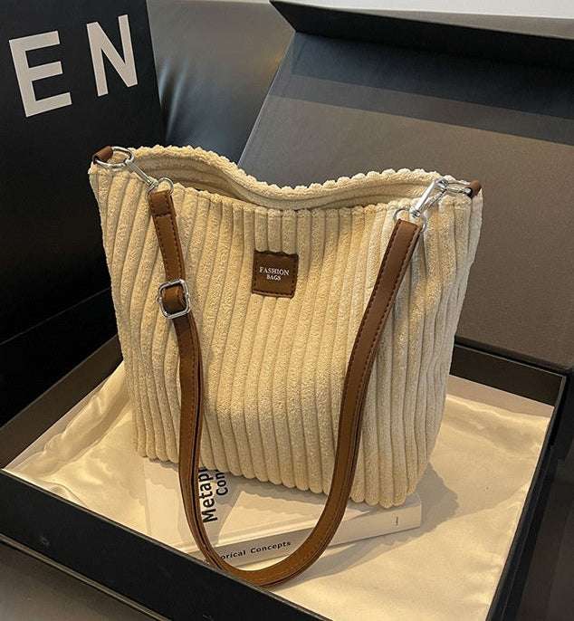 The Cozy Corduroy - Spacious Tote Bag with Shoulder Strap