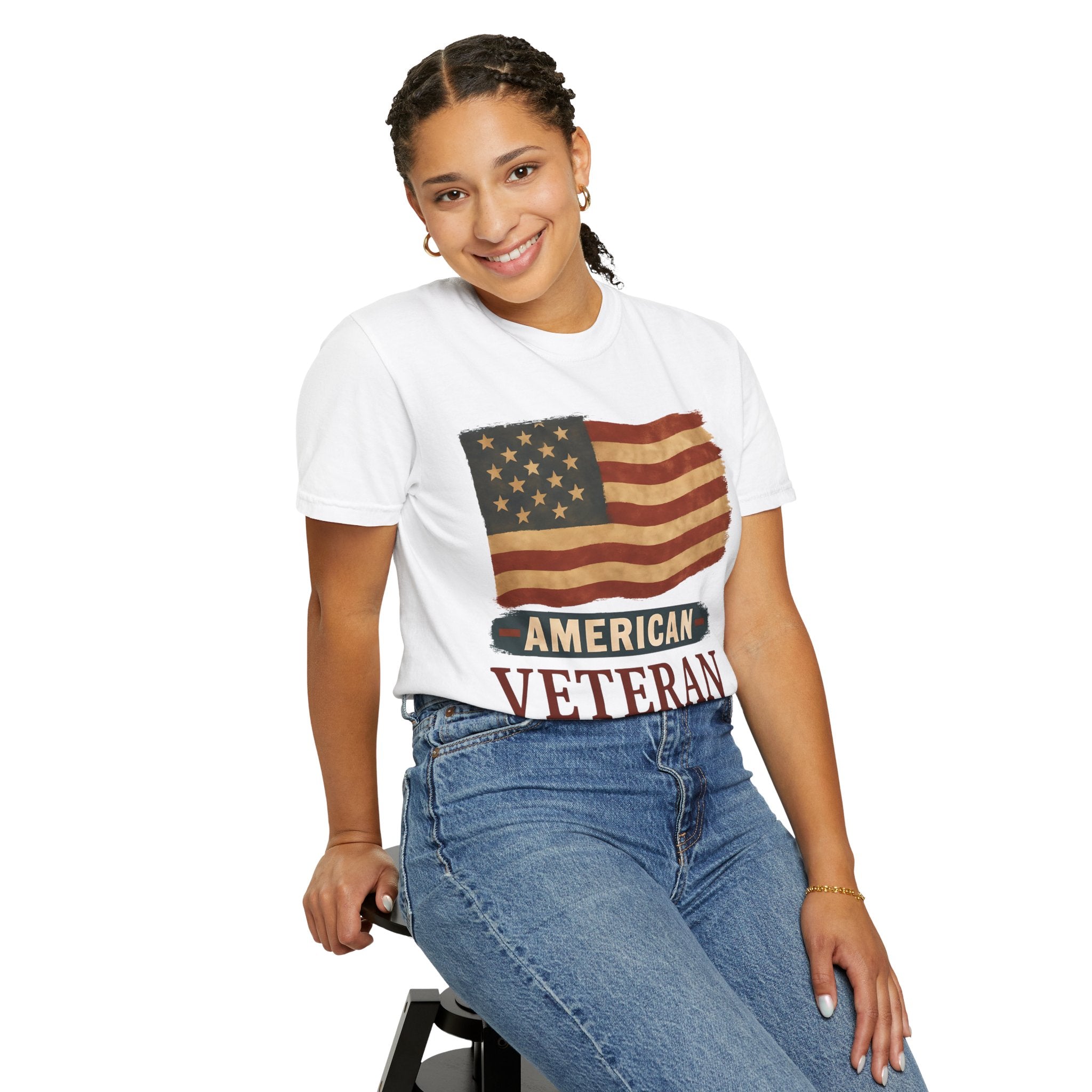 American Veteran Unisex Garment-Dyed T-shirt, Patriotic Tee, Military Appreciation, Veterans Day Gift, Casual Wear, Comfortable Style