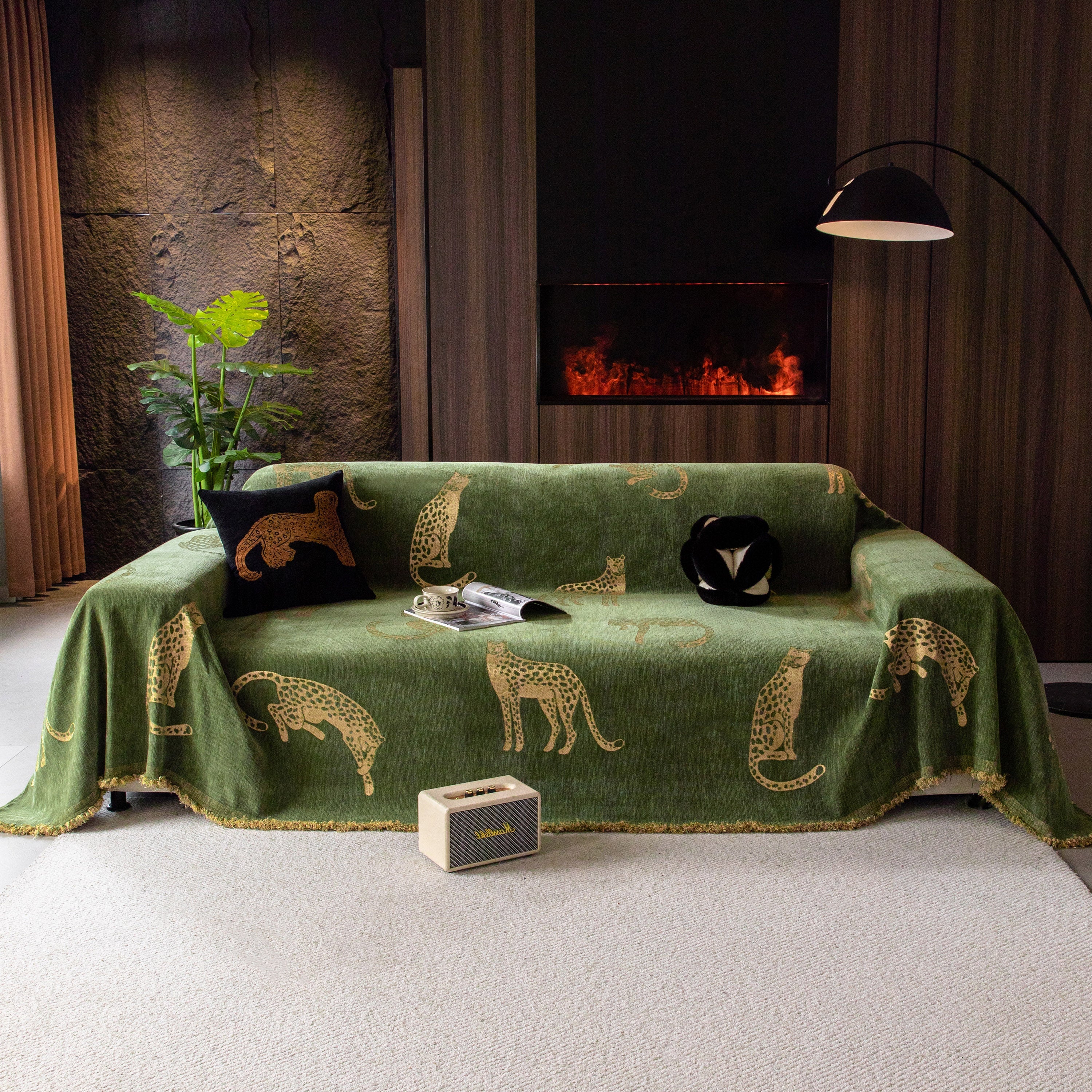 Leopard Sofa Cover Blanket Stylish Furniture Protector Throw for Couches & Loveseats