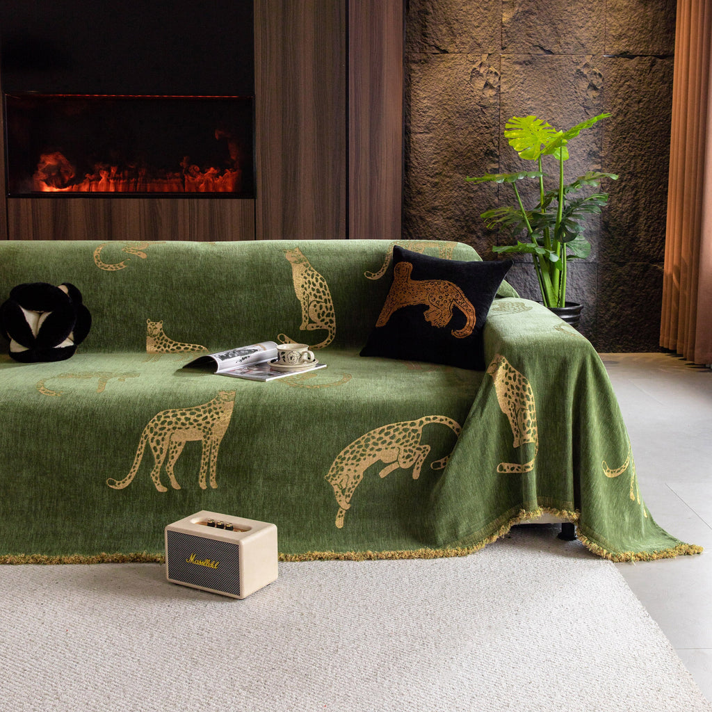 Leopard Sofa Cover Blanket Stylish Furniture Protector Throw for Couches & Loveseats
