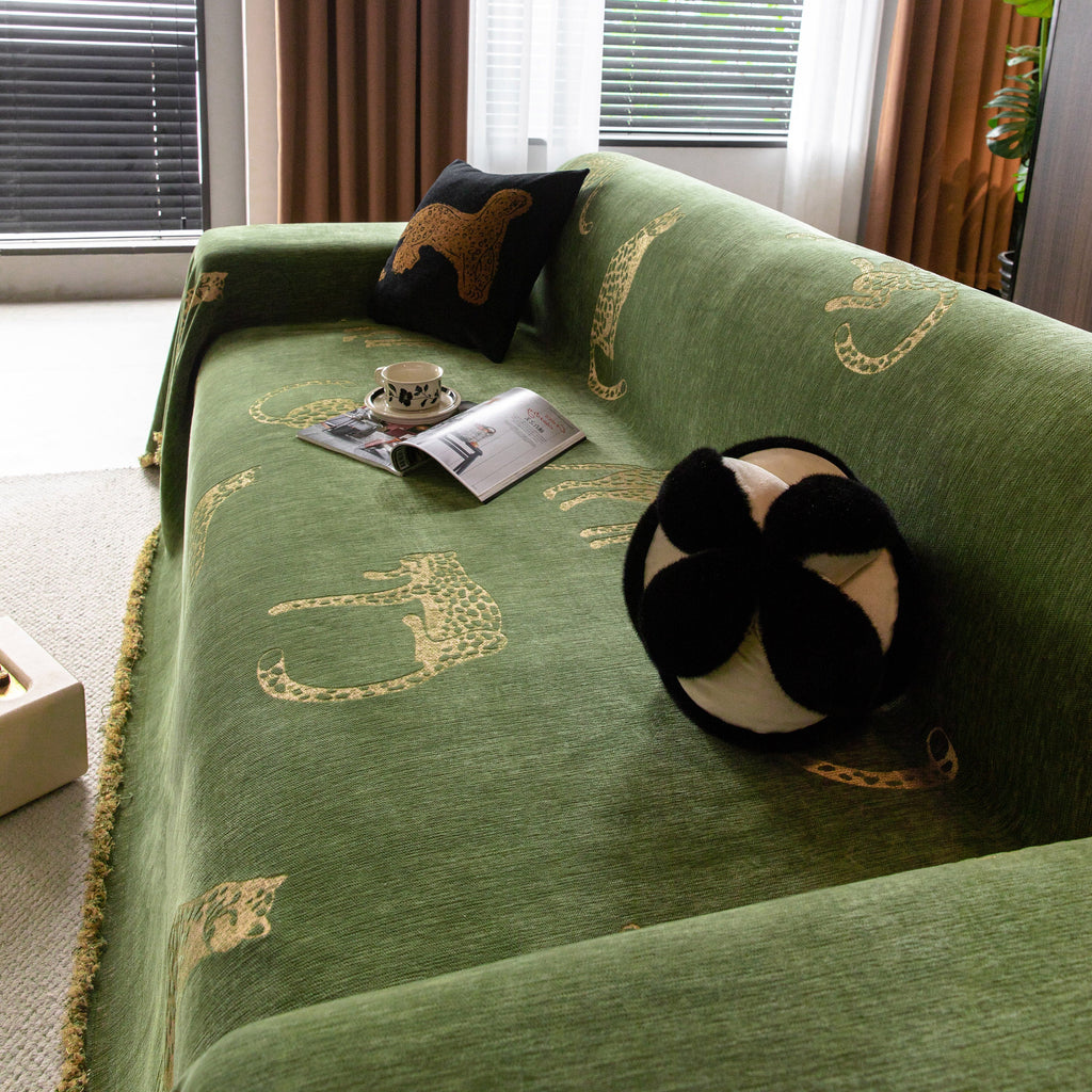 Leopard Sofa Cover Blanket Stylish Furniture Protector Throw for Couches & Loveseats