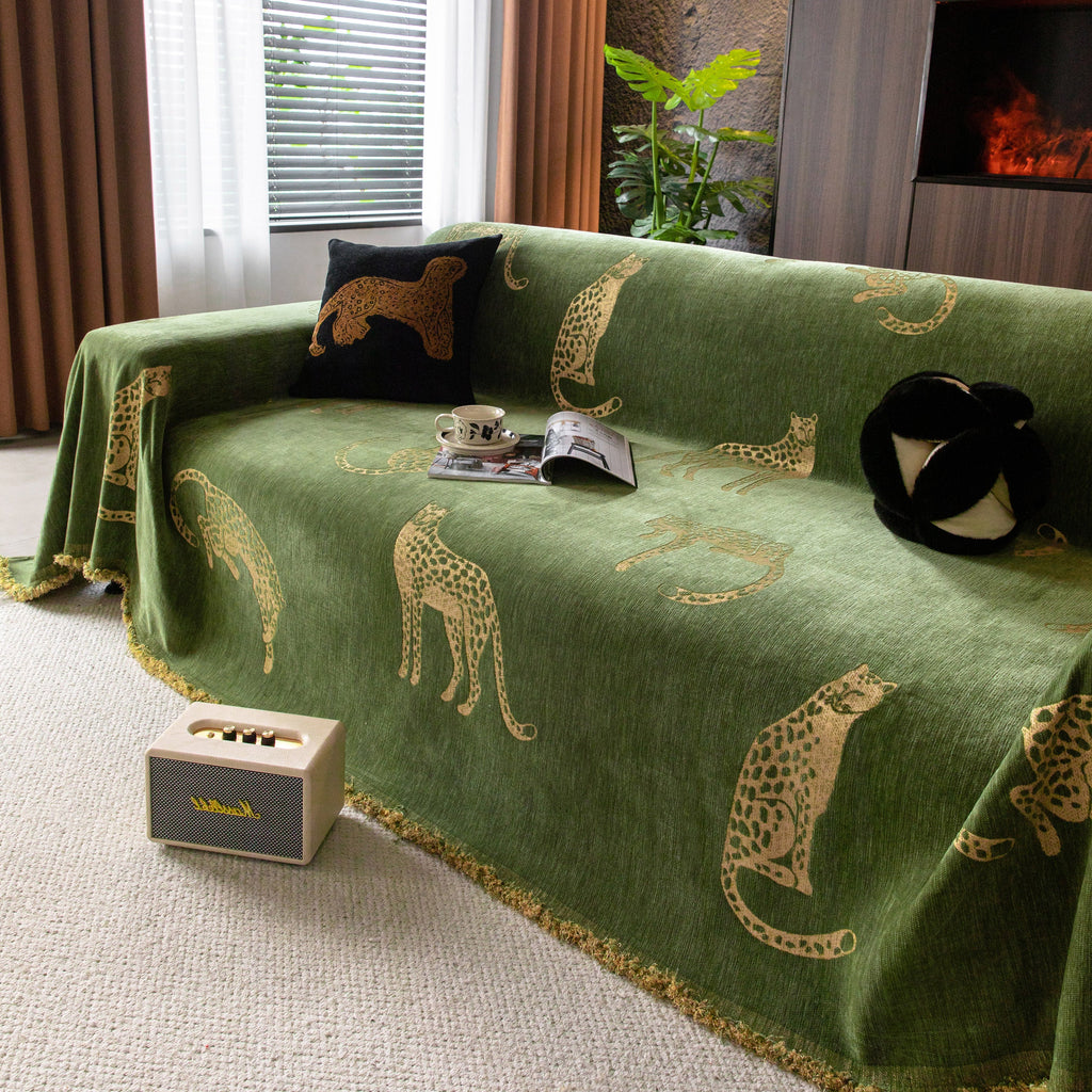 Leopard Sofa Cover Blanket Stylish Furniture Protector Throw for Couches & Loveseats