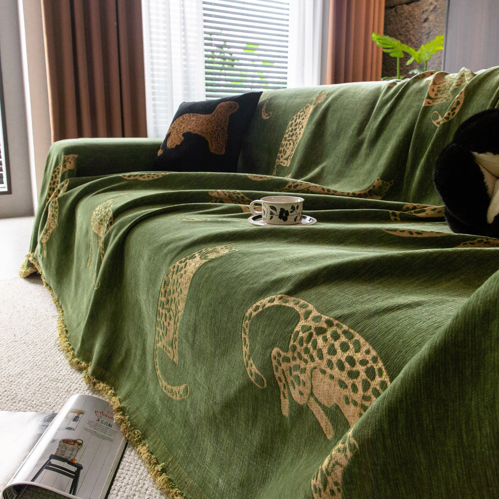 Leopard Sofa Cover Blanket Stylish Furniture Protector Throw for Couches & Loveseats