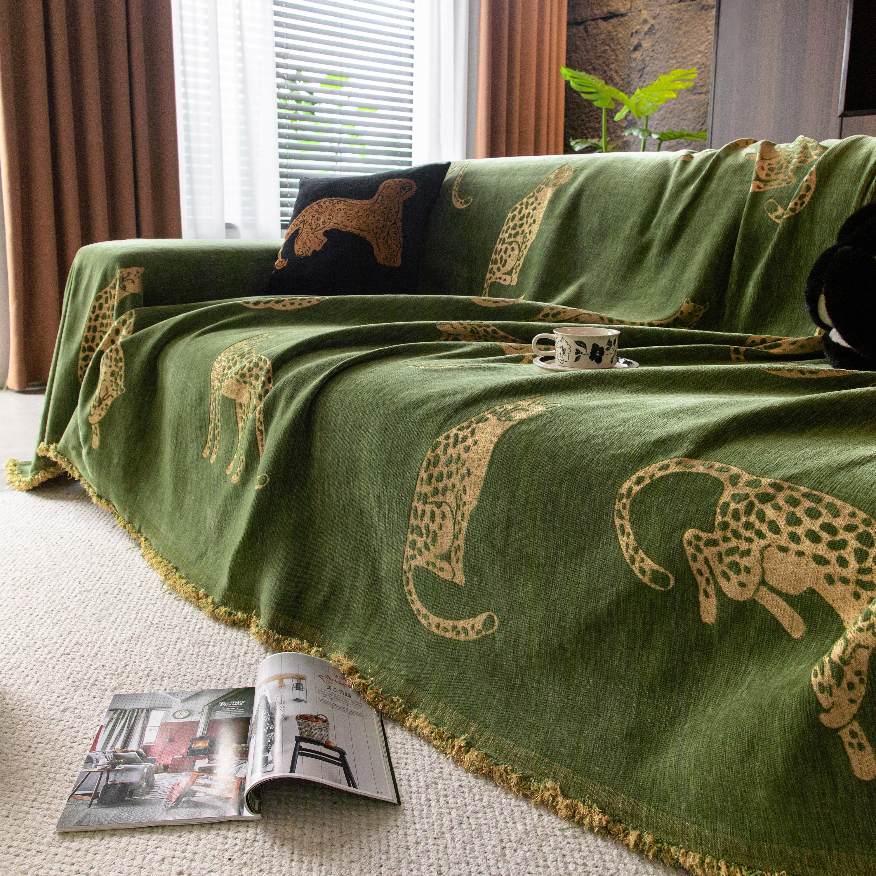 Leopard Sofa Cover Blanket Stylish Furniture Protector Throw for Couches & Loveseats