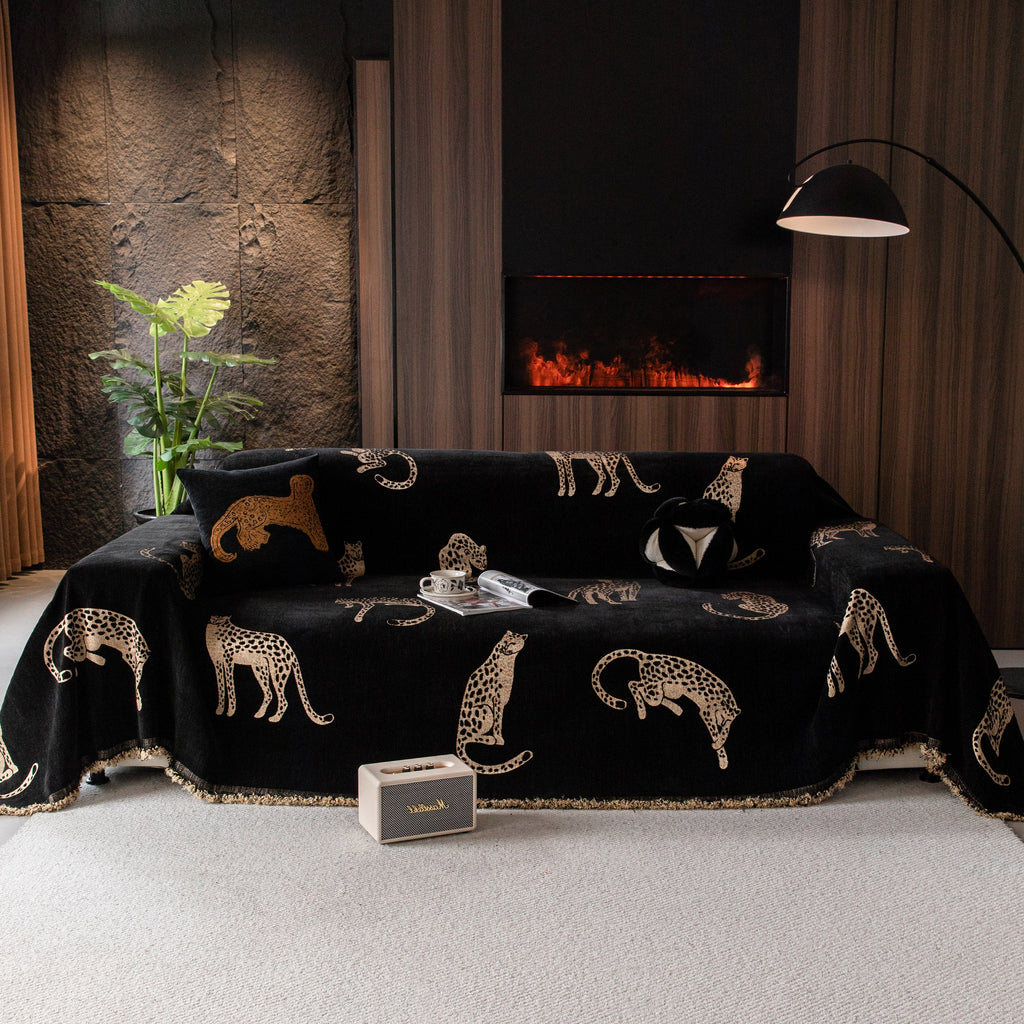 Leopard Sofa Cover Blanket Stylish Furniture Protector Throw for Couches & Loveseats