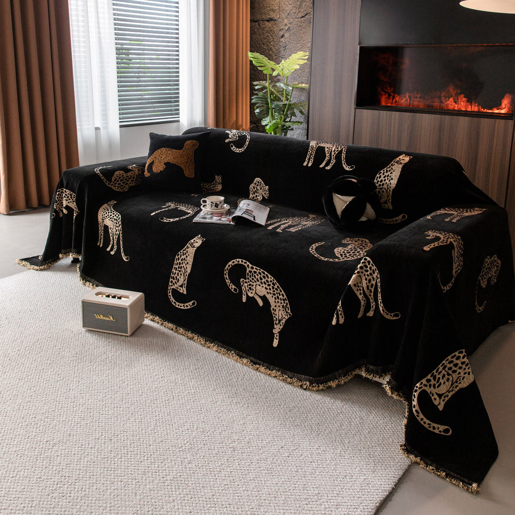 Leopard Sofa Cover Blanket Stylish Furniture Protector Throw for Couches & Loveseats