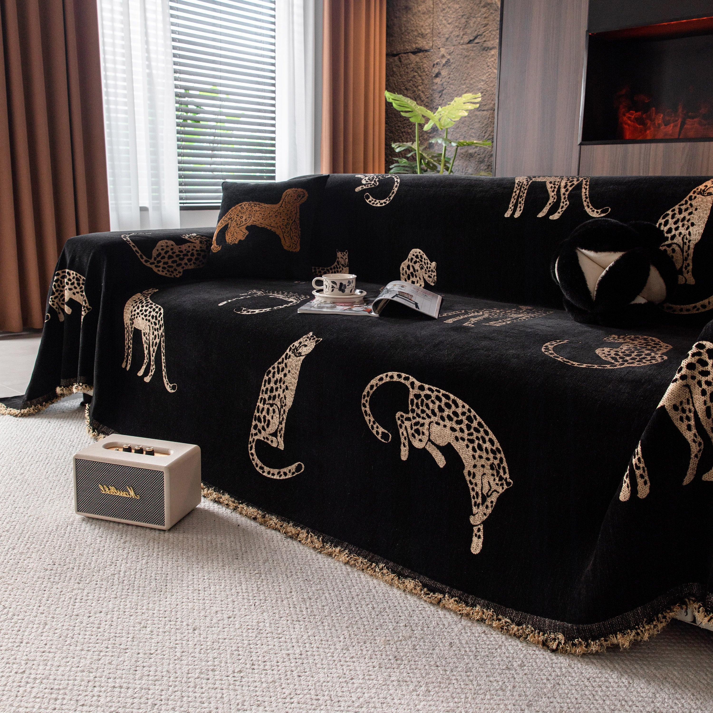 Leopard Sofa Cover Blanket Stylish Furniture Protector Throw for Couches & Loveseats