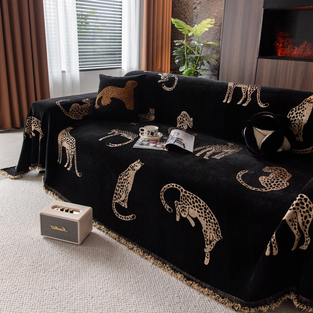 Leopard Sofa Cover Blanket Stylish Furniture Protector Throw for Couches & Loveseats