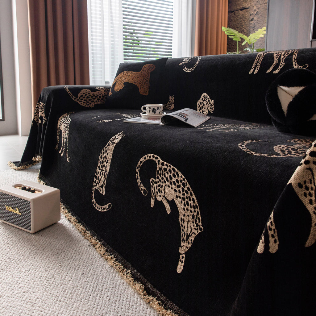 Leopard Sofa Cover Blanket Stylish Furniture Protector Throw for Couches & Loveseats