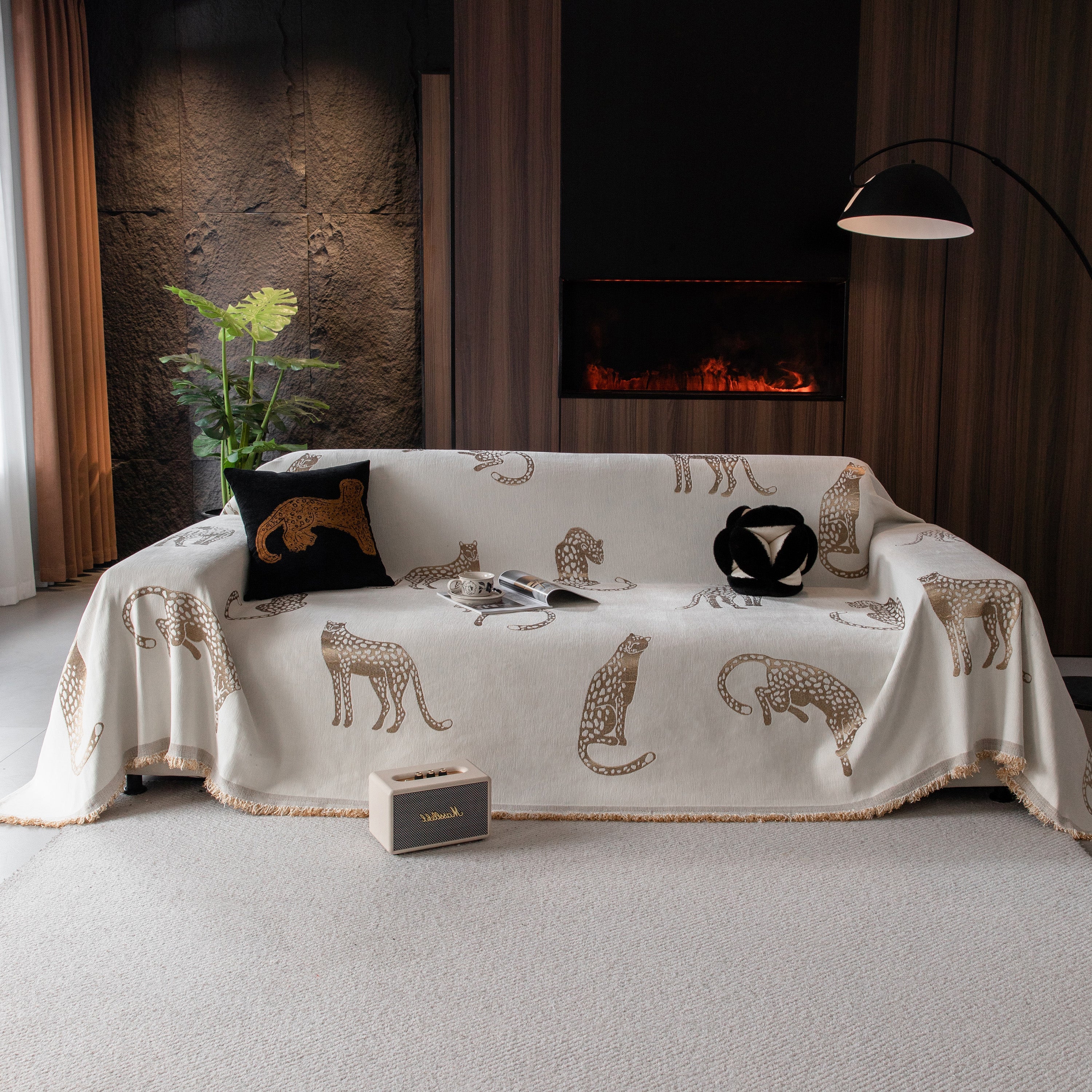 Leopard Sofa Cover Blanket Stylish Furniture Protector Throw for Couches & Loveseats