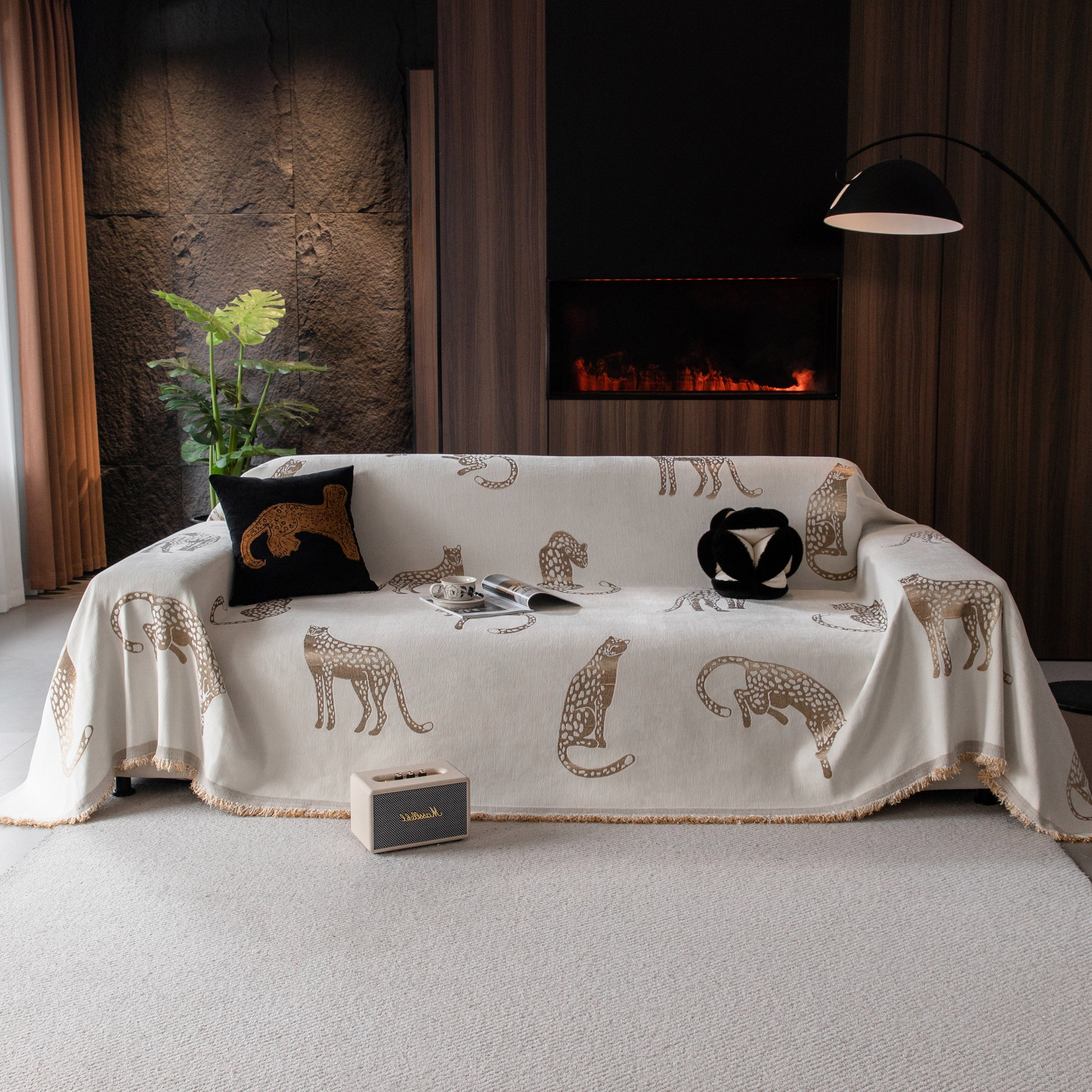 Leopard Sofa Cover Blanket Stylish Furniture Protector Throw for Couches & Loveseats